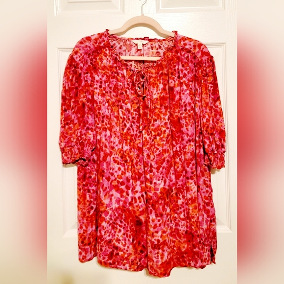 Terra & Sky Tops - Pink Blouson Sleeved Blouse